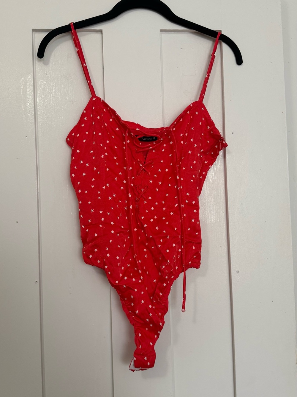 Zara Red Star Lace-Up Bodysuit